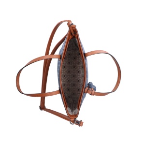 Geanta dama Rieker H1305-14-Albastru de umar de mana piele ecologica casual cu aplicatie florala albastru
