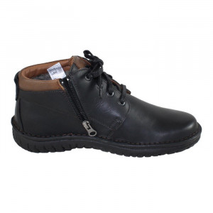 Ghete barbati Krisbut 6327-5-3-Negru casual piele naturala imblanite cu talpa joasa negru