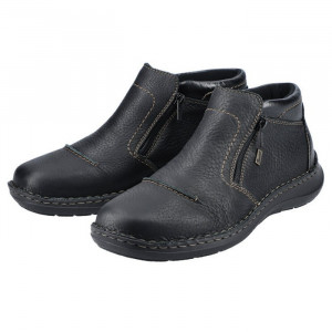 Ghete barbati Rieker 03072-00-Negru casual piele naturala impermeabil imblanite cu talpa joasa negru
