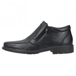 Ghete barbati, Rieker, B0050-00-Negru, elegant, piele naturala, impermeabil, cu toc, negru