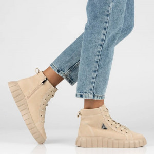Ghete dama Filippo DBT4146-23-BE-Bej casual piele naturala cu talpa joasa bej
