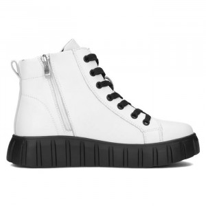 Ghete dama Filippo DBT4146-23-WH-Alb casual piele naturala cu talpa joasa alb