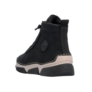 Ghete dama Rieker 45912-00-Negru casual piele ecologica imblanite cu talpa joasa negru