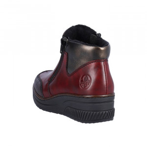 Ghete dama Rieker 48754-35-Bordo casual piele naturala cu talpa joasa bordo