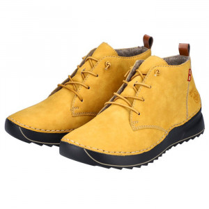 Ghete dama Rieker 51510-68-Galben casual piele ecologica cu talpa joasa galben