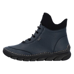 Ghete dama, Rieker, 55069-14-Albastru, casual, piele ecologica, imblanite, cu talpa joasa, albastru