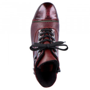 Ghete dama Rieker 70201-35-Bordo elegant piele naturala imblanite cu toc bordo