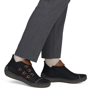 Ghete dama Rieker 72581-00-Negru casual piele ecologica cu talpa joasa negru