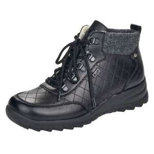 Ghete dama Rieker L7148-00-Negru casual piele naturala impermeabil imblanite cu talpa joasa negru