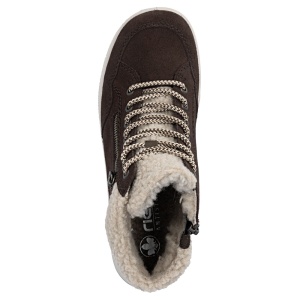 Ghete dama Rieker L7701-25-Maro casual piele intoarsa impermeabile imblanite cu talpa groasa maro