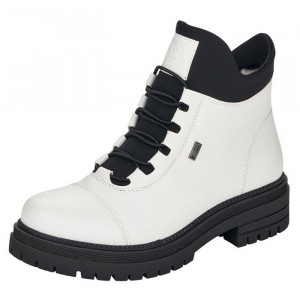 Ghete dama Rieker Y3163-80-Alb casual piele ecologica impermeabil imblanite cu toc alb
