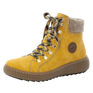 Ghete dama Rieker Z6633-68-Galben casual piele ecologica imblanite cu talpa joasa galben