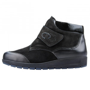 Ghete dama Waldlaufer 812815-304-001-Mimi-Negru casual piele naturala cu talpa joasa negru