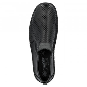 Pantofi barbati Rieker 05457-00-Negru casual piele naturala perforati cu talpa joasa negru