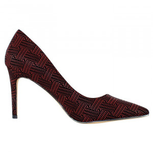 Pantofi dama Azarey 459D720-Rosu elegant textil cu toc rosu