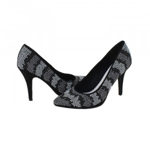 Pantofi dama Marco Tozzi 2-22436-26-098-Negru elegant textil cu toc negru