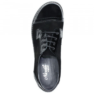 Pantofi dama Nicolis 14138-Negru casual piele intoarsa cu toc negru