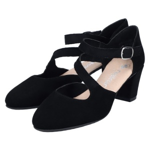 Pantofi dama Rieker 41080-00-Negru elegant piele intoarsa cu toc negru
