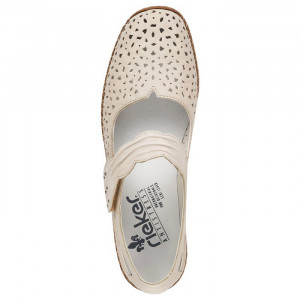Pantofi dama Rieker 41399-60-Bej casual piele naturala cu talpa joasa bej