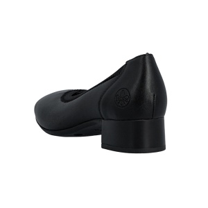 Pantofi dama Rieker 43452-00-Negru casual piele naturala cu toc negru