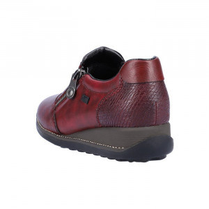 Pantofi dama Rieker 44265-35-Bordo casual piele naturala impermeabil cu talpa joasa bordo