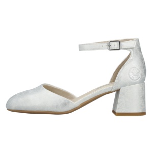 Pantofi dama, Rieker, 44762-90-Argintiu, elegant, piele ecologica, cu toc, argintiu