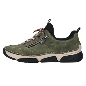 Pantofi dama, Rieker, 45973-54-Verde, casual, piele ecologica, cu talpa joasa, verde