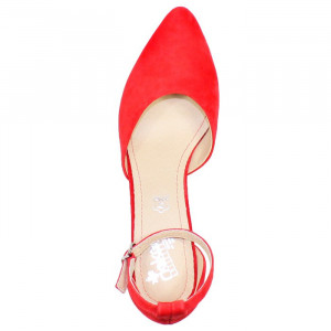 Pantofi dama Rieker 49150-33-Rosu elegant piele intoarsa cu toc rosu