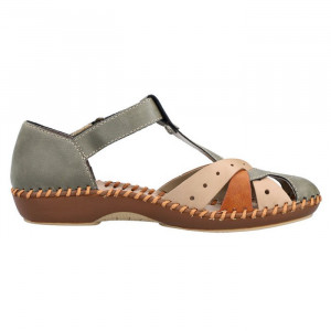 Pantofi dama Rieker M1655-54-Verde casual piele ecologica cu talpa joasa verde