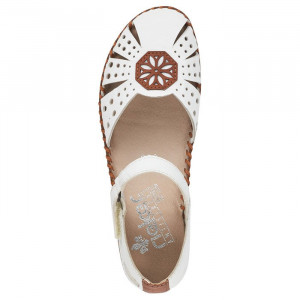 Pantofi dama Rieker M1672-80-Alb casual piele naturala cu talpa joasa alb
