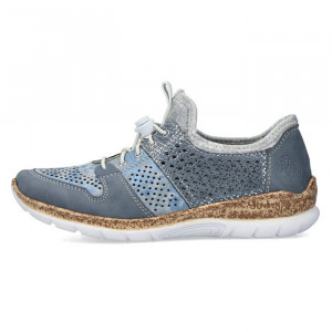 Pantofi dama Rieker N4255-12-Albastru casual piele ecologica cu talpa joasa albastru