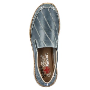 Pantofi dama Rieker N4274-12-Albastru casual piele naturala cu talpa joasa albastru