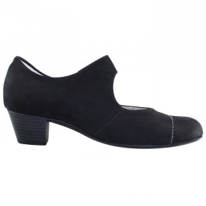 Pantofi dama Waldlaufer 358307-110-086-Hilaria-Negru elegant piele intoarsa cu toc negru