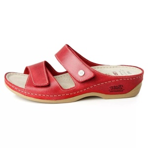 Papuci dama, Batz, FC06-Rosu, casual, piele naturala, ortopedici, cu platforma, rosu