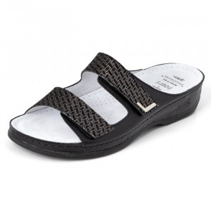Papuci dama Batz FC07-Negru casual piele naturala ortopedici cu platforma negru