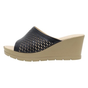 Papuci dama, Nicolis, 173801-Negru, casual, piele naturala, cu platforma, negru