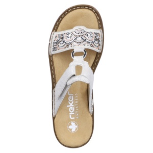 Papuci dama Rieker 608K2-40-Argintiu casual piele ecologica cu talpa joasa argintiu