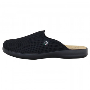Saboti barbati, Fly Flot, P7-118-FB-Negru, de casa, textil, ortopedici, cu talpa joasa, negru