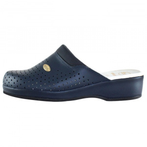 Saboti barbati, Scholl, Clog-Back-Guard-F20175-1040-Albastru-Inchis, profesionali, piele naturala, perforati, ortopedici, cu platforma, albastru inchis