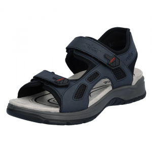Sandale barbati Rieker 26955-14-Albastru-Inchis sport piele ecologica cu talpa groasa albastru inchis