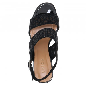 Sandale dama Epica JIJI20028C-01-I-Negru elegant piele intoarsa cu toc negru