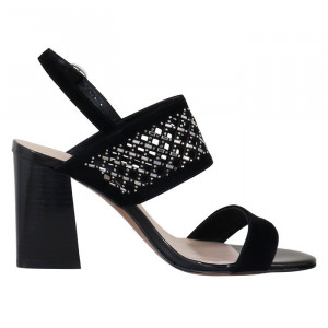 Sandale dama Epica QVZ551-R52-Y002-01-I-Negru elegant piele intoarsa cu toc negru