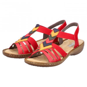 Sandale dama Rieker 60804-33-Rosu casual piele ecologica cu talpa joasa rosu