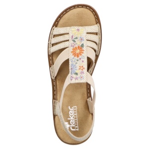 Sandale dama Rieker 60808-60-Bej casual sintetic cu talpa joasa bej