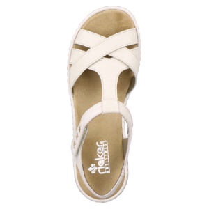 Sandale dama Rieker 65919-60-Bej casual piele naturala cu talpa joasa bej