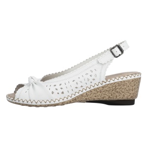 Sandale dama, Rieker, 66176-81-Alb, casual, piele naturala, perforate, cu platforma, alb