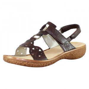 Sandale dama Rieker V69T7-25-Maro casual piele ecologica cu talpa joasa maro