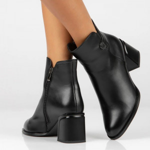 Botine dama Filippo DBT4865-23-BK-Negru elegant piele ecologica cu toc negru