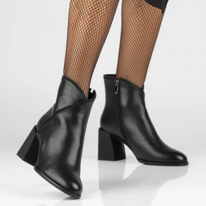 Botine dama Filippo DBT4875-23-BK-Negru elegant piele ecologica cu toc negru