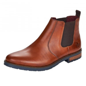 Cizme barbati Rieker 34653-22-Maro casual piele naturala scurte cu toc maro